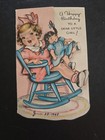 Vtg Hallmark Birthday Greeting Card Diecut Little Girl Rocking Chair Doll 1930 