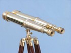 Antique Style Brass Finish Binocular With Wooden Tripod     Maritime Home Decor