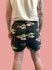 1950s Vintage Black Atomic Fish Print Cotton Swim Men s Swim Trunks Size L-xl