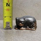 Vintage Sleeping Cat Nemuri Neko Black Copper Tone Figure Trinket Nikko Japan 