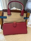 Coach Multicolor Colorblock Satchel top Handle Bag W  Zip  Strap   Wallet