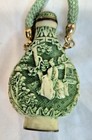 Chinese Carved Resin Snuff Perfume Bottle Pendant Necklace Green Signed 