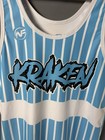 Nearfall Mens Xl Wrestling Singlet Kraken Octopus Blue white Striped New