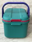 Vtg Eagle Craftstor 16    Sewing Tote Box Storage Teal W  Pink Tray Craft Bin