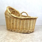 Baby Doll Moses Wicker Hooded Basket With Handles Natural Medium Size 12x9 5 In