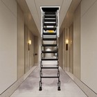 9 5-10 17ft Ceiling Height Aluminum Attic Ladder Pull Down Telescoping Ladder