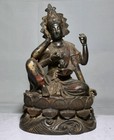 9 6  Old Tibet Buddhism Bronze Copper Sit Lotus Four Armed Tara Buddha Sculpture
