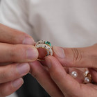Vintage Pave Emerald Natural Diamond Unisex Ring Split Shank 14k Yellow Gold