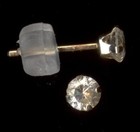 14k Solid Yellow Gold 3mm Round Cut Clear Crystal Cz Solitaire Stud Earrings Up