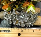 Silver Tone Rhinestone Crystal Silver Color  Flower Hair Barrette Clip 1417