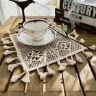 2pcs 12inch Vintage Hand Crochet Lace Doilies Square Table Cloth Mats Placemat