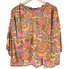 Entro Womens Boho Peasant Blouse Retro 70s Floral Festival Long Sleeve Multi S