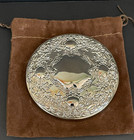Towle Sterling Silver Floral Repousse Round Pocket Mirror 3 diam