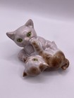 Vintage Old China Unique Green Eye Kitty Cat Figurine Trinkets Curio Set    