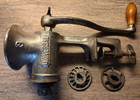 Thegudstuff vtg Universal Meat Grinder  3 Hand Crank Table Mounted - Made In Usa