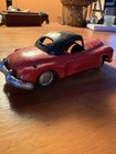 Vintage 1950s Japanese Tin Litho Friction Toy Car Red Black Roof Lb Japan