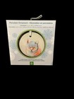 New Greenbox Art Cat W eyes Closed 2 Sided Design Porcelain Ornament 