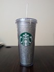 Starbucks Silver Glitter Mermaid Logo Cold Cup Venti Tumbler 20 Oz Authentic