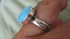 Vintage Navajo Artist Rb Sterling Silver Huge Turquoise Ring Size 9
