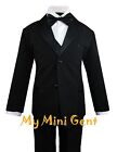 My Mini Gent Boys 5pc Classic Fit Formal Tuxedo Suit Set No Tail Bow Tie 