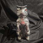 Arthur Court Rabbit Pitcher Carnelian Red Glass Eyes Cast Aluminum Bunny 1978