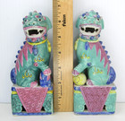 2 Vtg Rare Famille Rose Chinese Porcelain Foo Dogs Antique Statues 6 5  Colorful