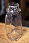 Vintage Glass Half Pint Milk  Cream Bottle 5 1 2  Tall Slight Pink Tint 
