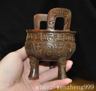 4 old China Ancient Dynasty Bronze Animal Pattern Incense Burner Censer Statue