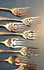 Set 12 Rare  Elaborate  Pierced Pastry salad dessert Forks  Antique 1847 Rogers