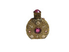 Vintage Miniature Perfume Bottle Made In Czechoslovakia Rose Pink Jewels Enamel