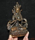 Old Tibetan Buddhism Bronze Green Tara Quan Yin Kwan-yin Guan Yin Buddha Statue