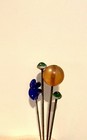 4 Vintage Antique Hat Pins   Lot Of 4 - Twisted Glass  Czech Class  Green Glass