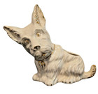 Vintage Scottish Terrier Planter Dog  Scottie Figural White Ceramic Gold Trim