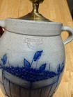 Salmon Falls Stoneware Pottery Lamp Salt Glaze Grey Vintage Blueberry Basket