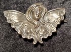 Antique Art Nouveau Sterling Silver Link   Angell Butterfly Woman Brooch