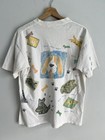 Vintage Dog All Over Print Tee Shirt Bone Bow Bow Animal Cat