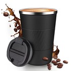 12oz Insulated Travel Coffee Mug Spill-proof Lid Stainless Steel Tumbler Black