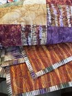 Handmade All Cotton Quilt  45 X 55    Patchwork Gold Purple Orange Rust Green