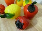 Lot Of Murano Style Life Size Art Glass Fruit Lemon Strawberry Apple Pear