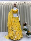 New Collection Yellow Georgette   Printed Lehenga Choli With Dupatta For Women