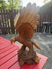 Vtg Hand Carved Rustic Wooden Eagle Art Sculpture Statue Open Wings Large 14 5 