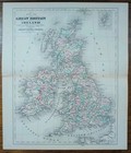 Antique 1885 Great Britain Ireland Map    Old Original Aj Johnson Copper Plate