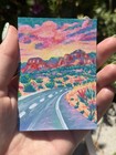 Aceo Print Limited Edition Painting Arizona Desert Landscape Art Shaped by sykes