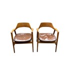 Pair Of Vintage W h  Gunlocke 2407r Walnut Armchairs Mid-century Modern 1964