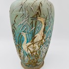 Porcelain Flower Vase Bird Heron Antique Japanese Jar Hand Painted 12 2 Inch