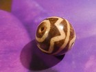 Ancient Pumtek Round Bead Double Lotus Line Decorated Burmese Rare 14 8-14 3 Mm
