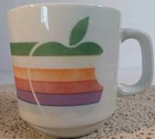 Vintage Early 80s Apple Computer Mug Papel Rainbow Full Logo macintosh 