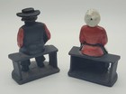 Vtg 1940 s Cast Iron Amish Man   Woman Bookends Pioneer Americana 4 5  Tall