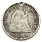 1872 H10c Seated Liberty Silver Half Dime Love Token Engraved   Llg   Holed