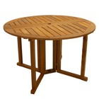 Malaysian Wood Folding Patio Table With Umbrella Hole  Round By Sunnydaze